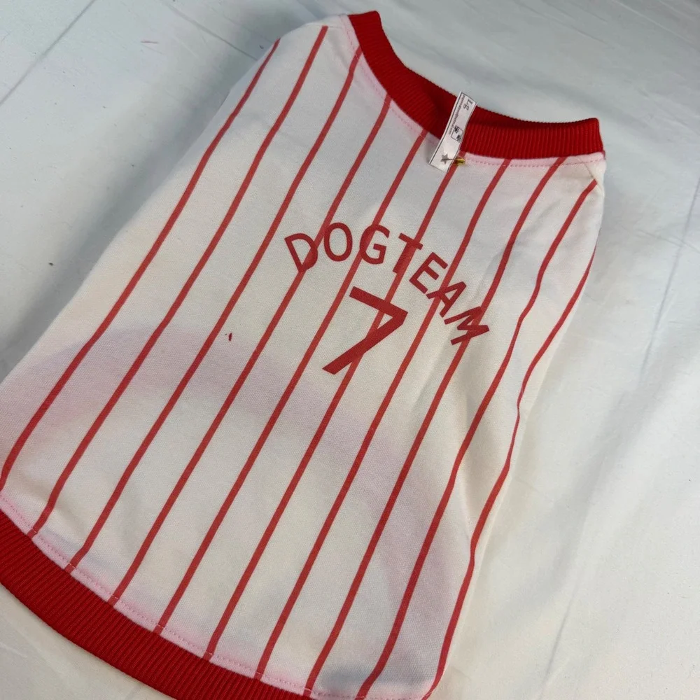 Boutique Dog Jersey Pet Large White Red Pinstripe Baseball Dogteam 7 Good